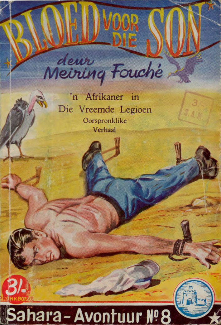 Bloed voor die son #8 – Meiring Fouche | Sahara Avontuur - Pronk | Pronk Boeke | Suid-Afrikaanse pulpboek omslag (1957)