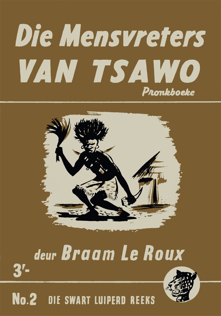 Die mensvreters van Tsawo #2 – Braam le Roux | Swart Luiperd - Pronk | Pronk Boeke | Suid-Afrikaanse pulpboek omslag (1954)
