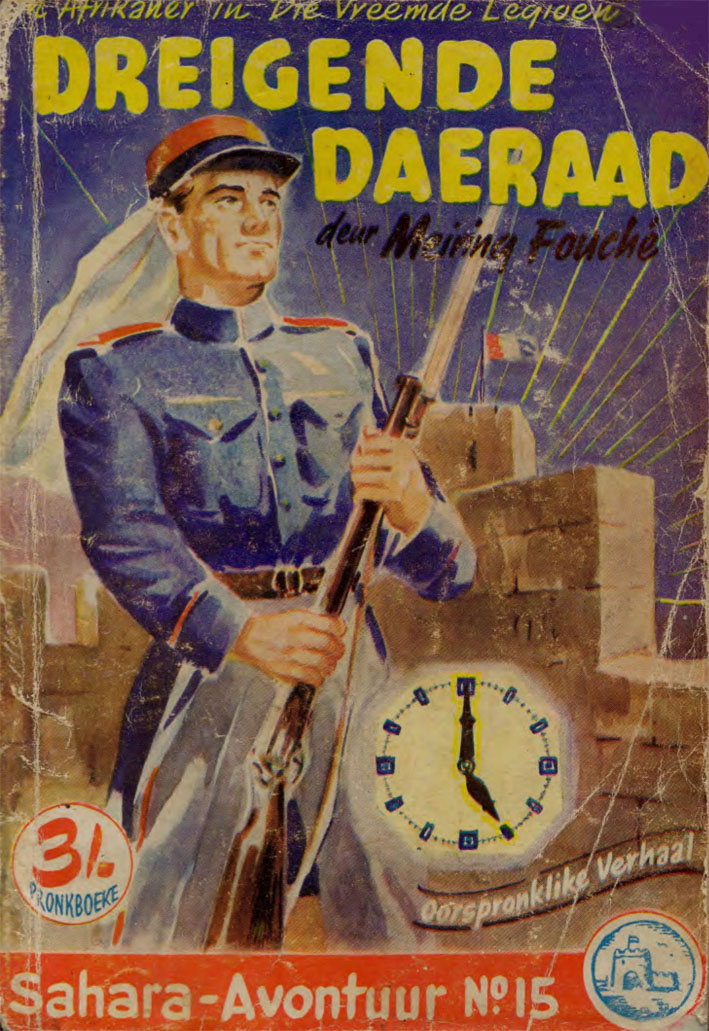 Dreigende daeraad #15 – Meiring Fouche | Sahara Avontuur - Pronk | Pronk Boeke | Suid-Afrikaanse pulpboek omslag (1958)