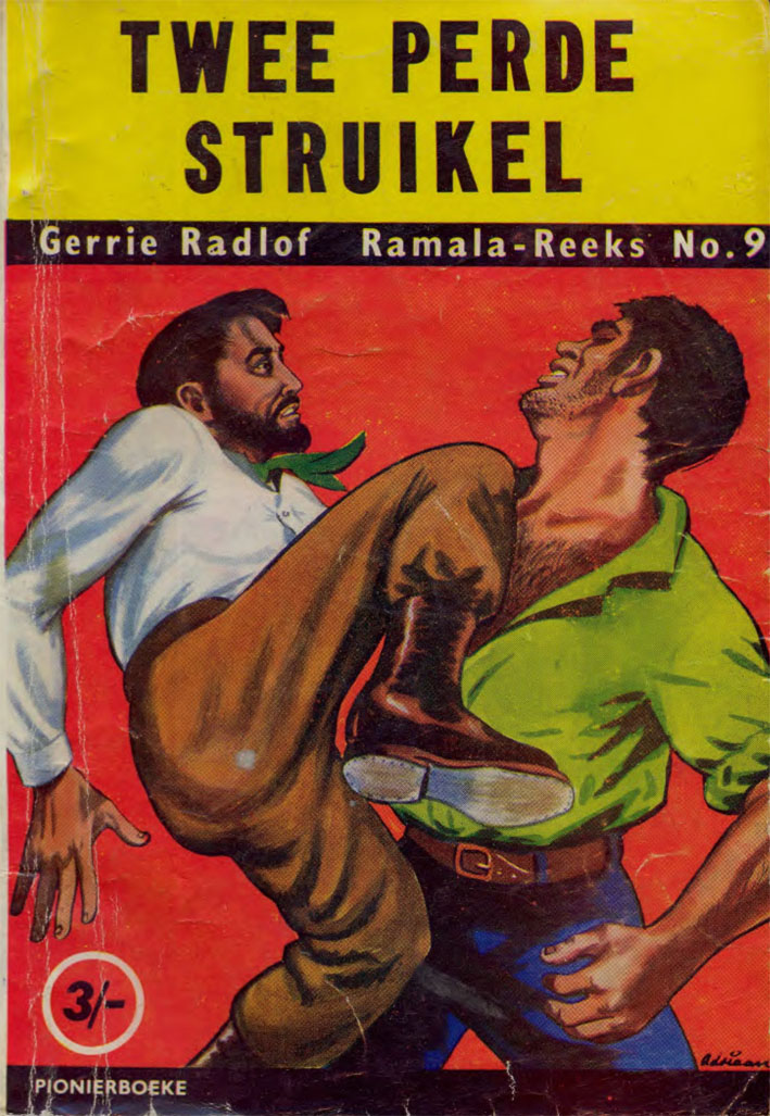 Twee perde struikel #9 – Gerrie Radlof | Ramala - Pionier | Voortrekkerpers | Suid-Afrikaanse pulpboek omslag (1957)
