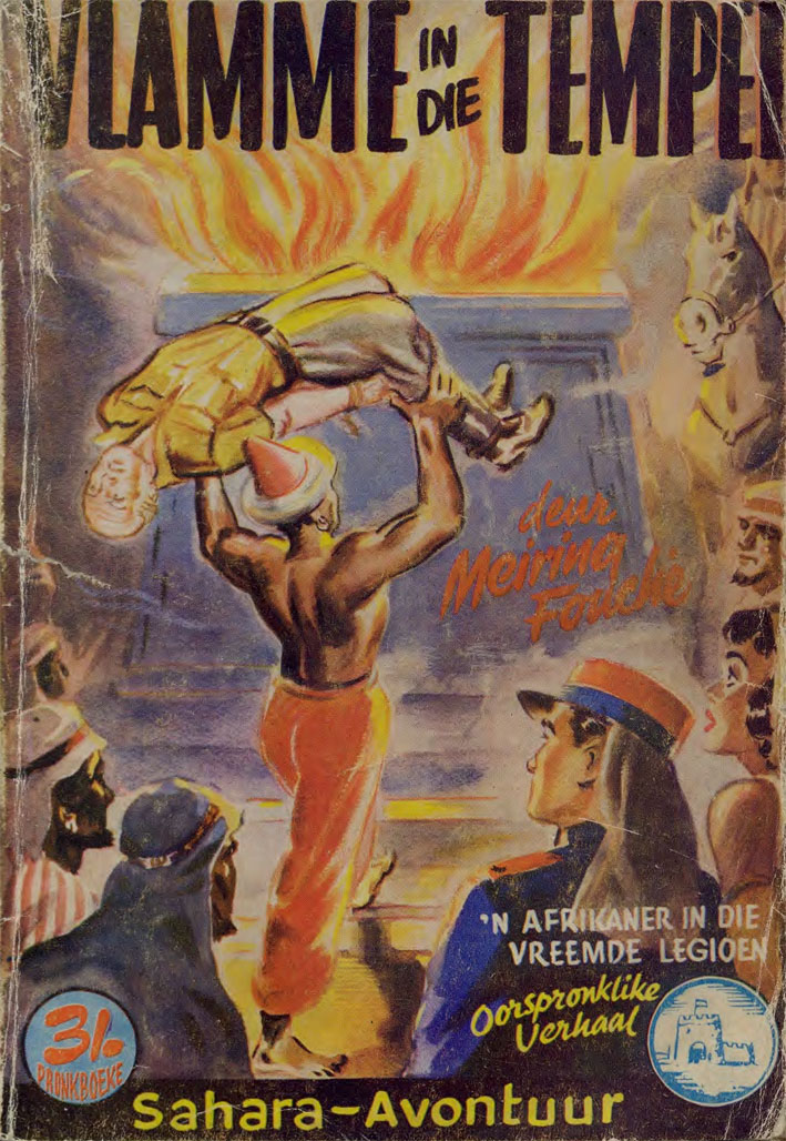 Vlamme in die tempel #19 – Meiring Fouche | Sahara Avontuur - Pronk | Pronk Boeke | Suid-Afrikaanse pulpboek omslag (1959)